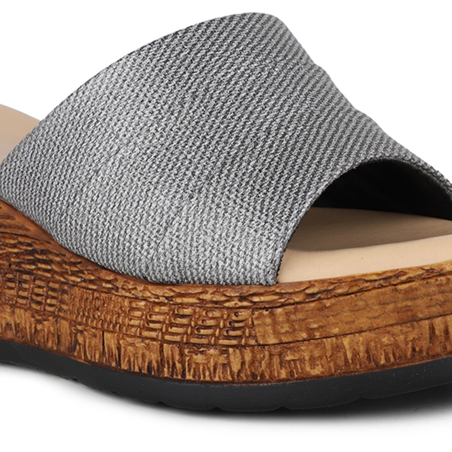 Inc.5 Women Pewter Grey Party Wear Solid Round Toe Wedges