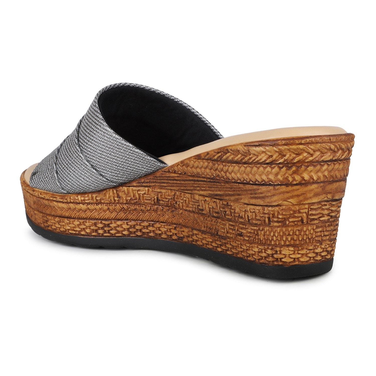 Inc.5 Women Pewter Grey Party Wear Solid Round Toe Wedges