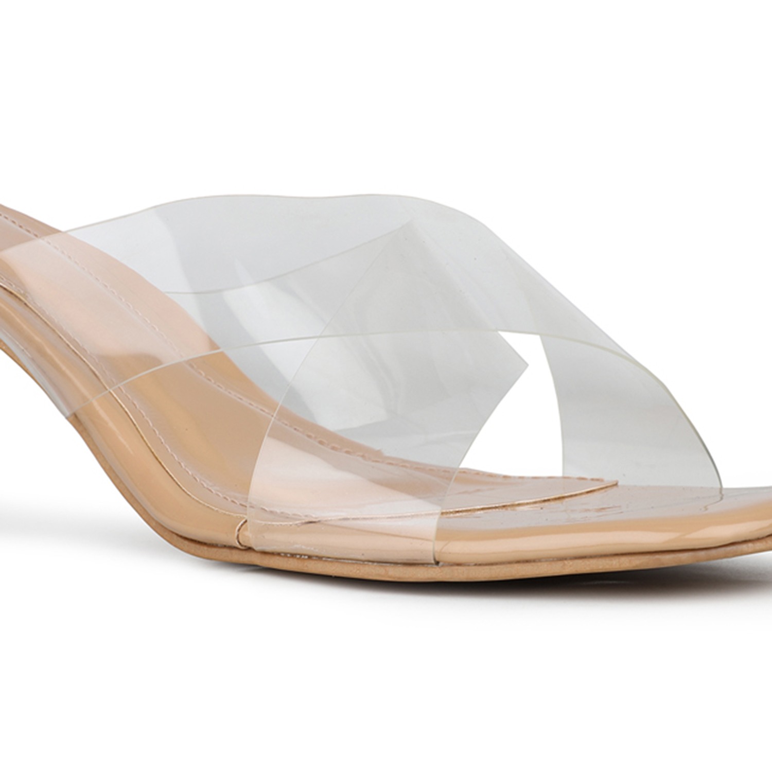 Inc.5 Womens Beige Party Wear Transparent Square Toe Heels