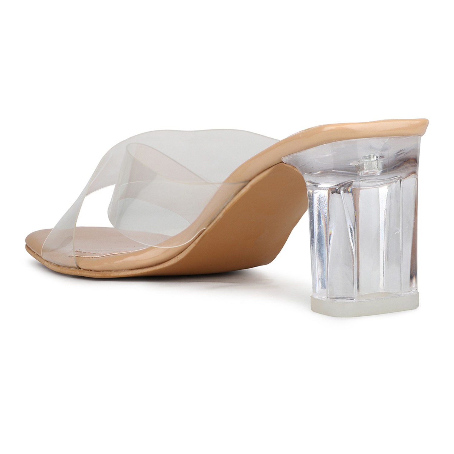 Inc.5 Womens Beige Party Wear Transparent Square Toe Heels