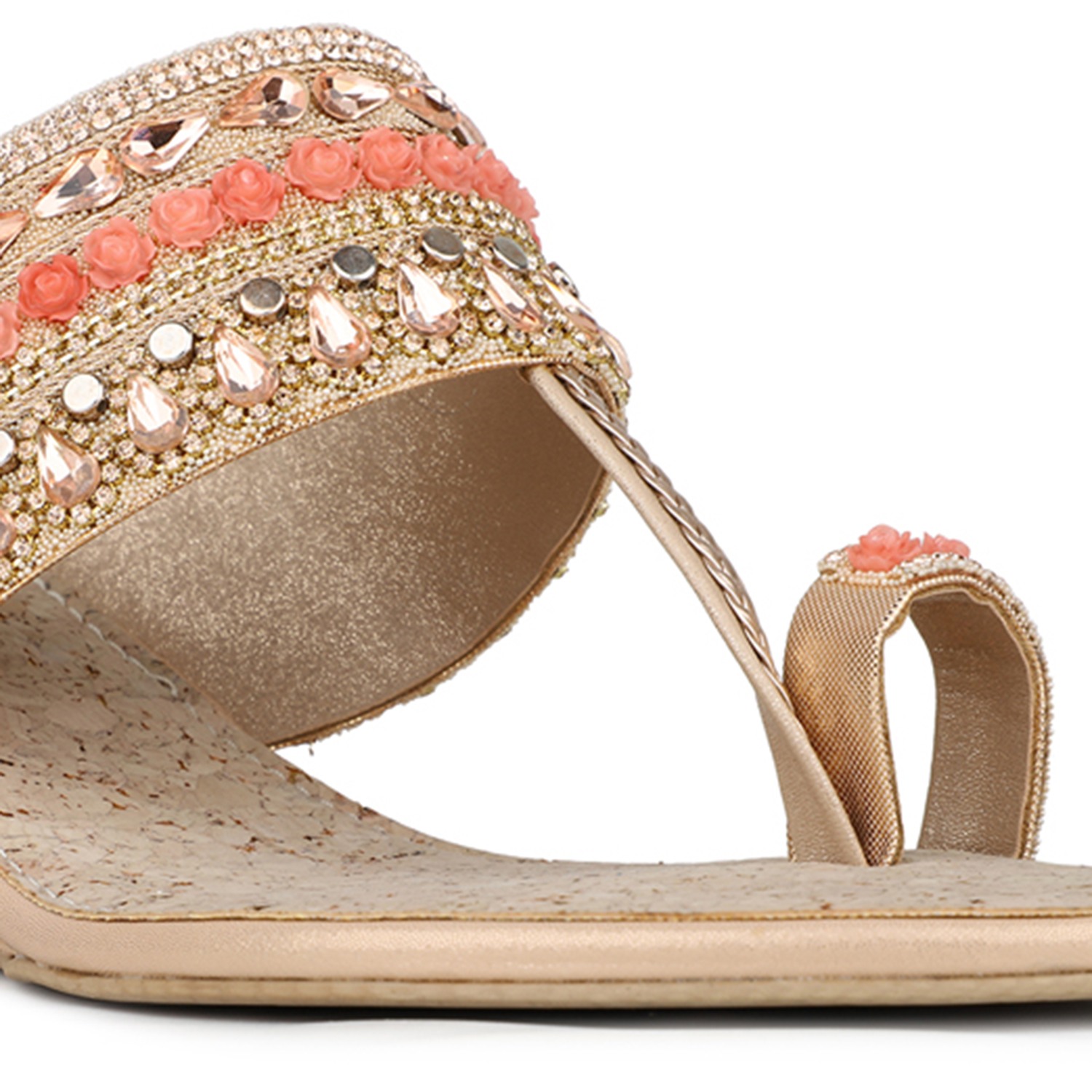 Inc.5 Womens Rose Gold Embellished One Toe Ethnic Heels