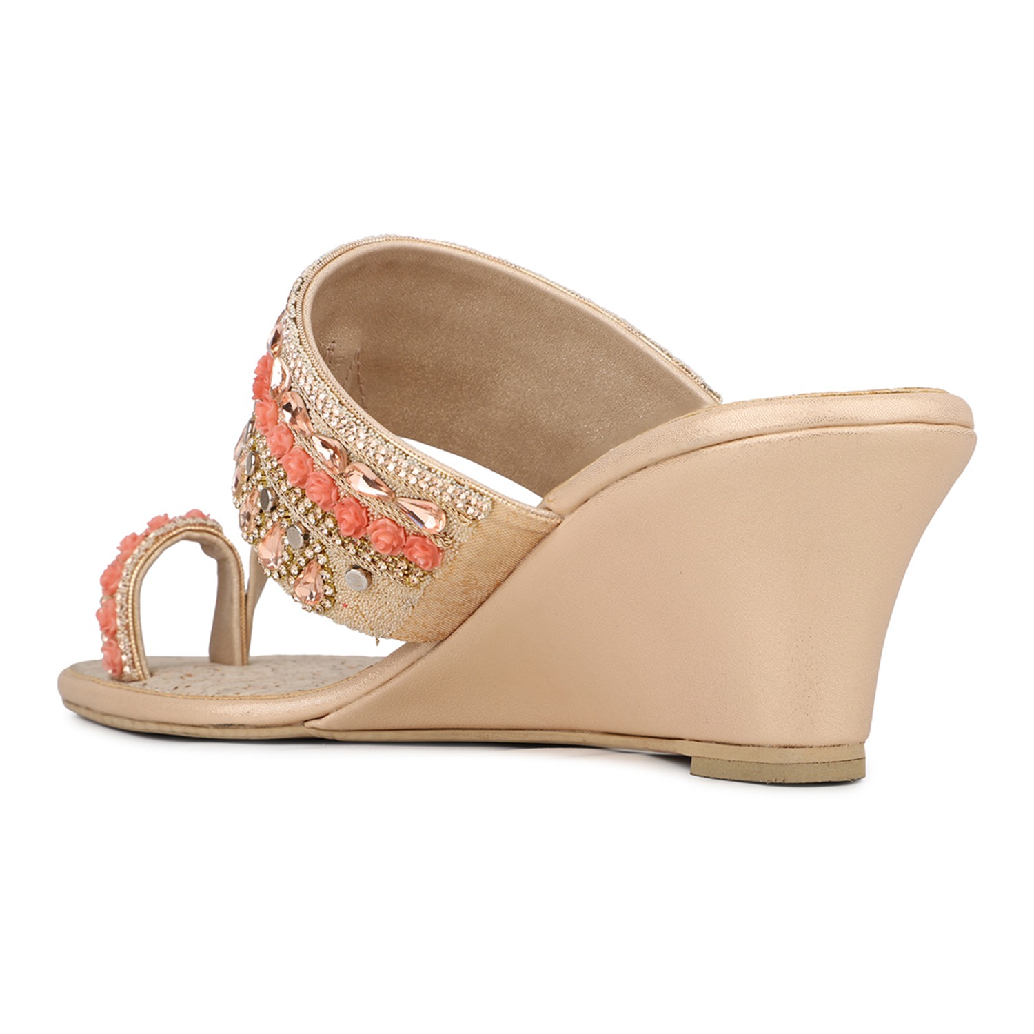 Inc.5 Womens Rose Gold Embellished One Toe Ethnic Heels
