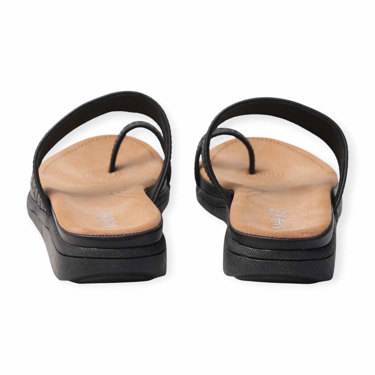 Melonz Black Open-Toe Woven Flats