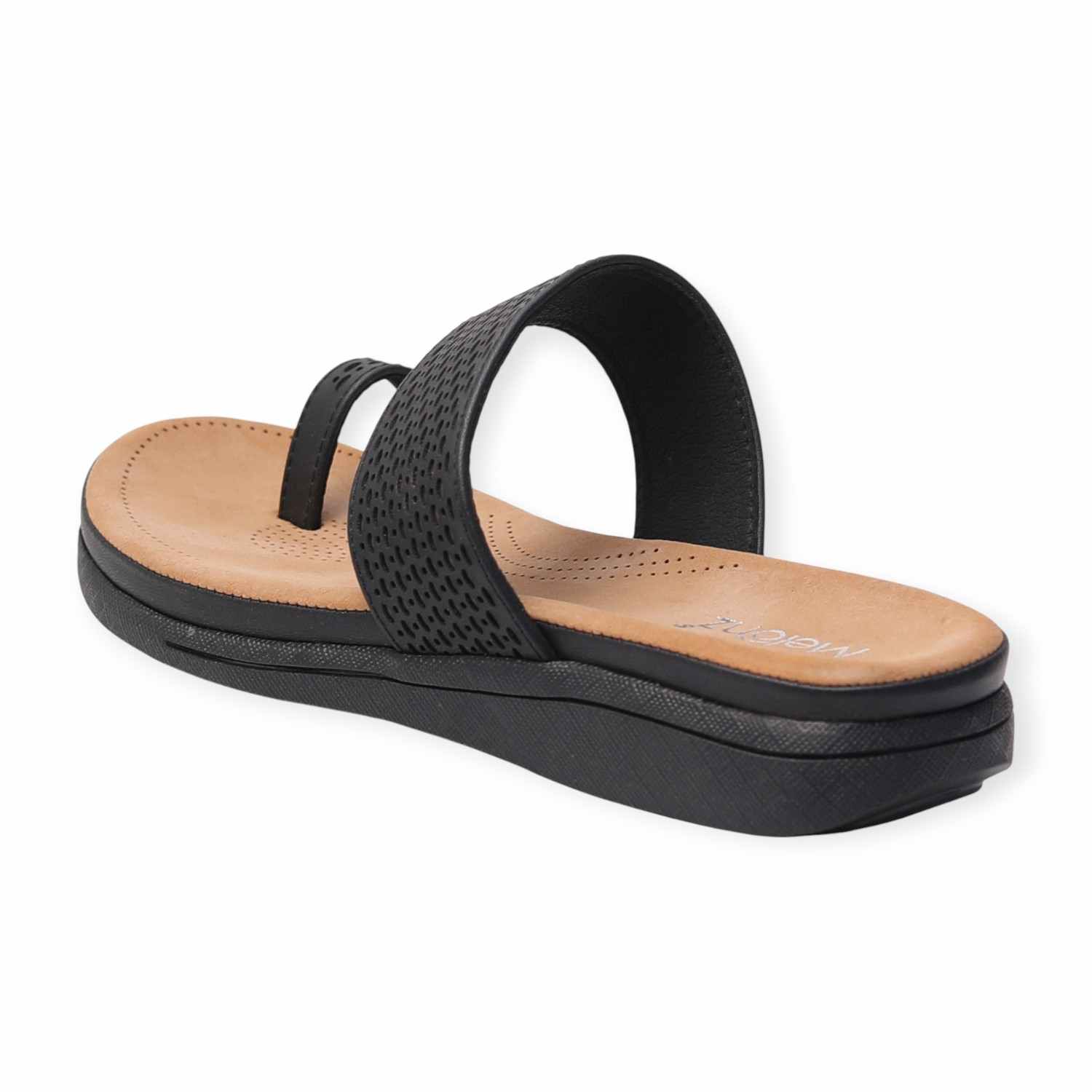 Melonz Black Open-Toe Woven Flats