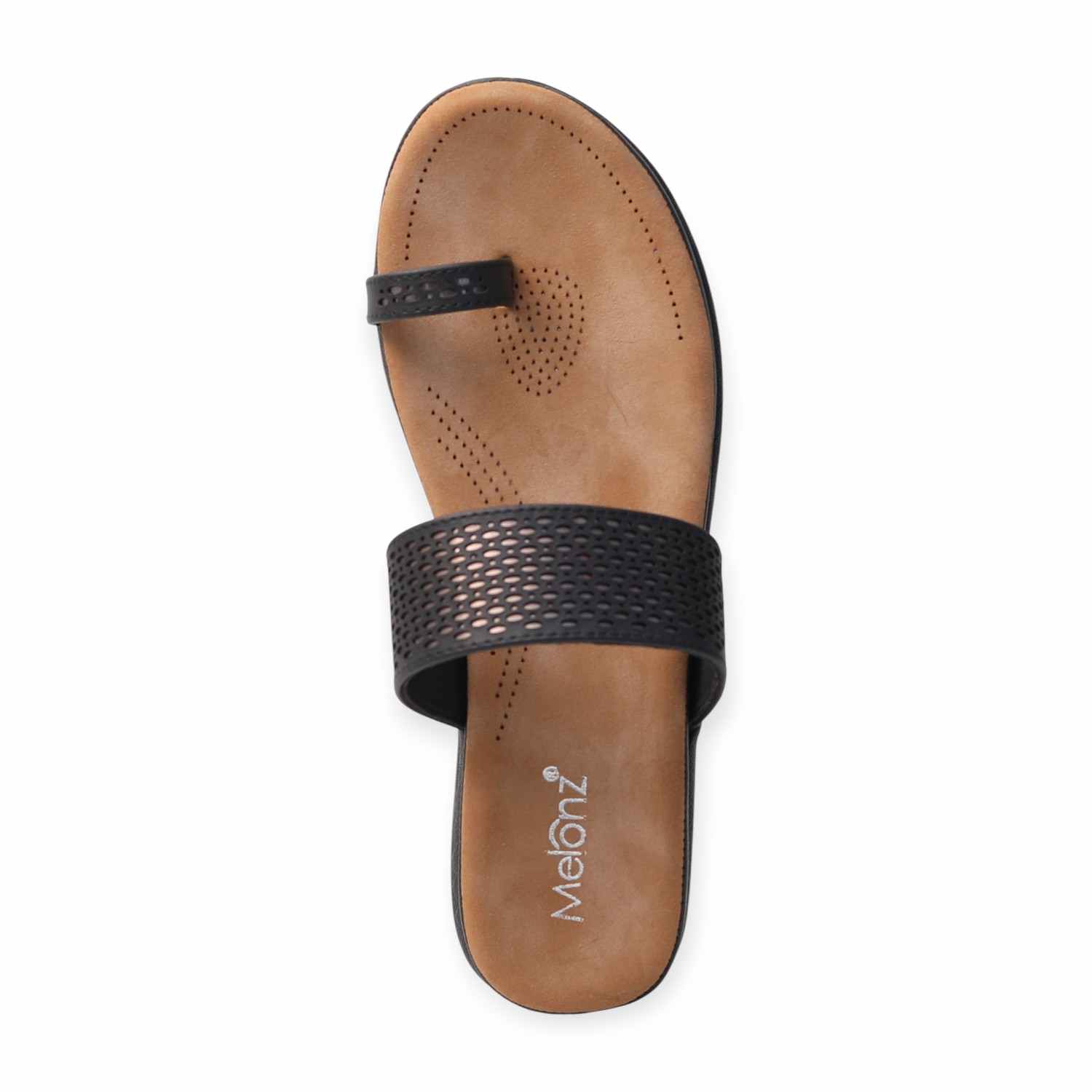 Melonz Black Open-Toe Woven Flats