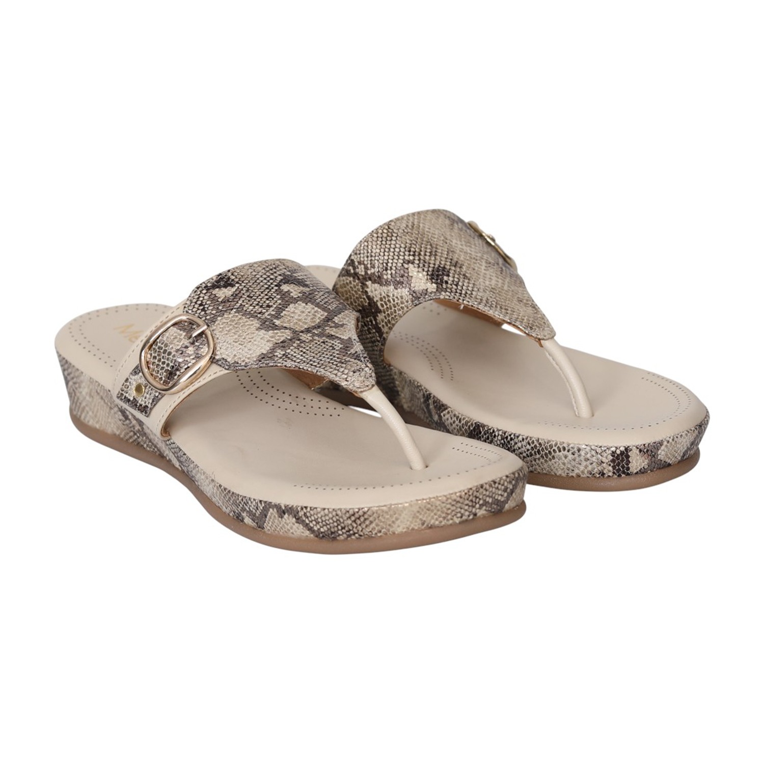 Women Light Gold SerpentEase Thong Sandals