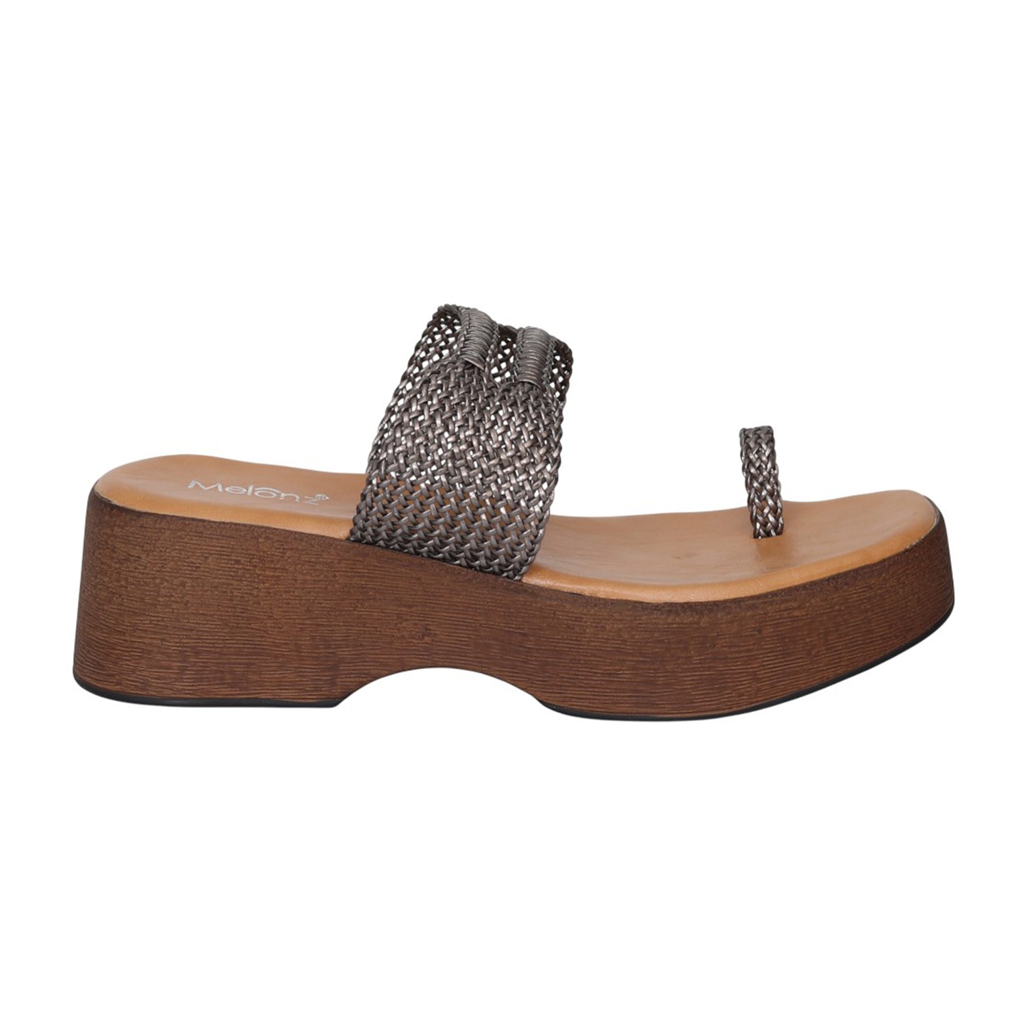 Women Gunmetal WeaveLift Platform Sandals