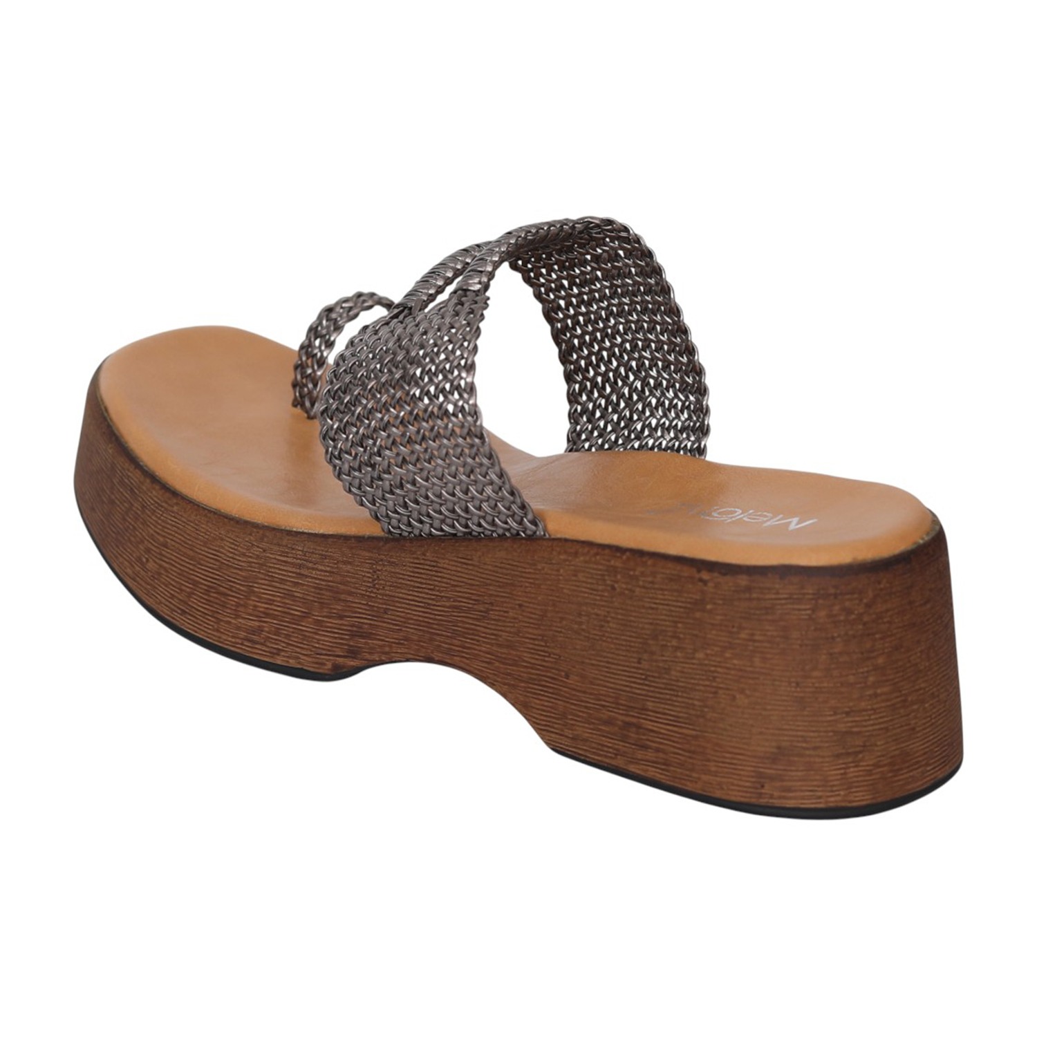 Women Gunmetal WeaveLift Platform Sandals