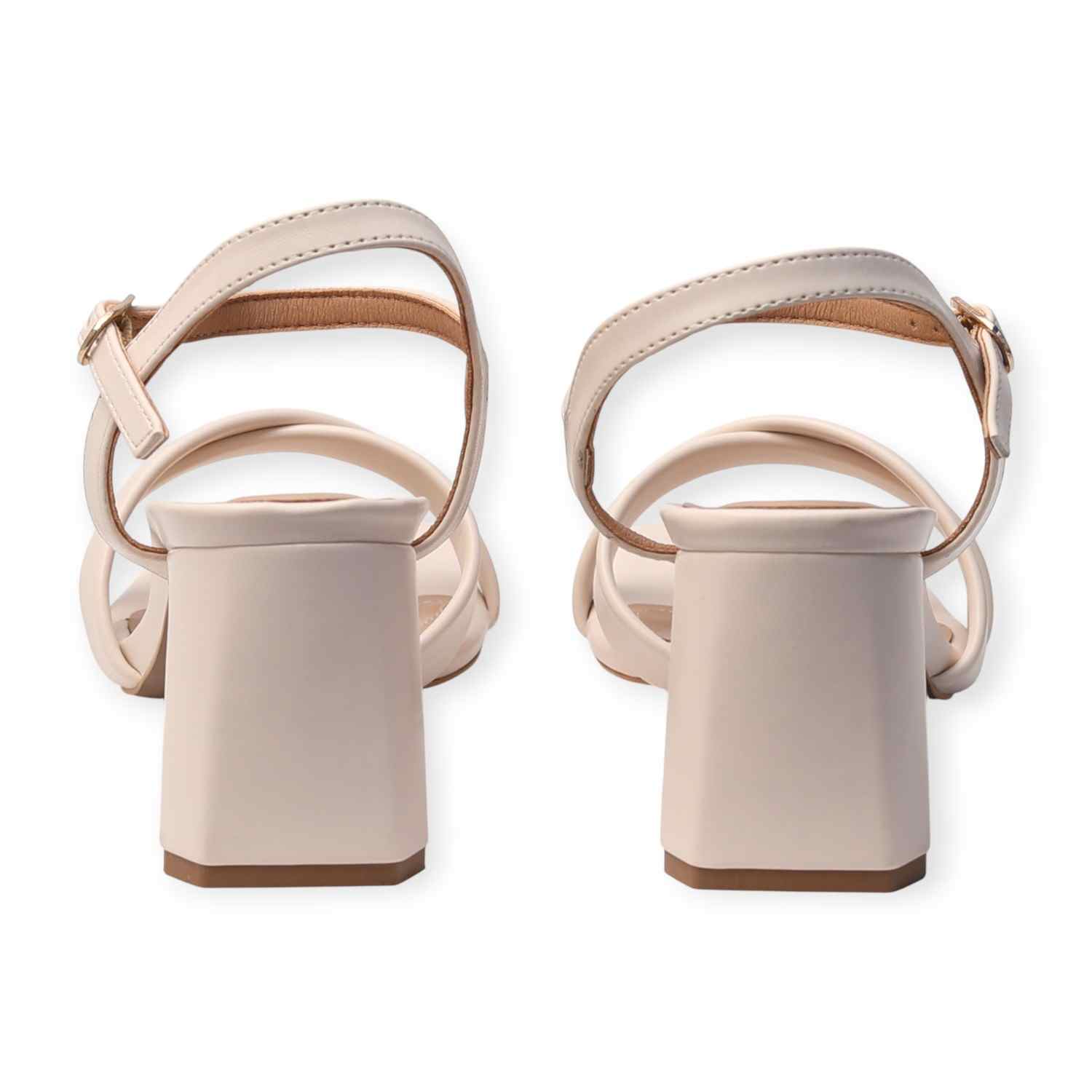 Ninaa Rossie Women’s Stylish Cross-Strap Beige Block Heels