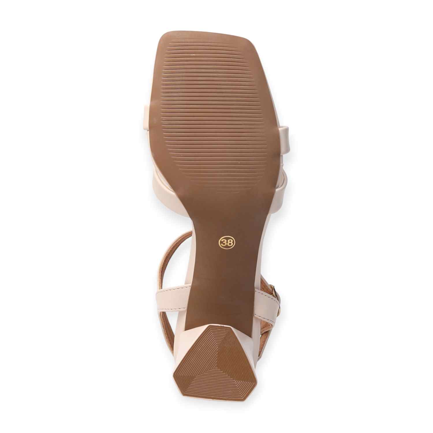 Ninaa Rossie Women’s Stylish Cross-Strap Beige Block Heels