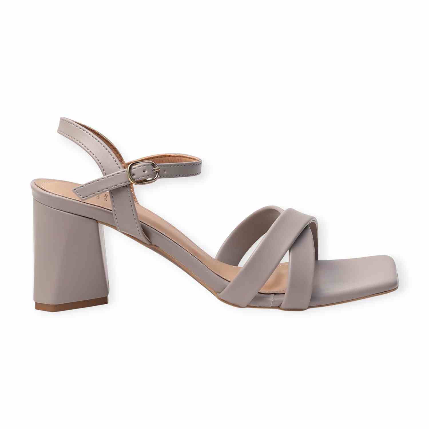 Ninaa Rossie Women’s Stylish Cross-Strap Grey Block Heels