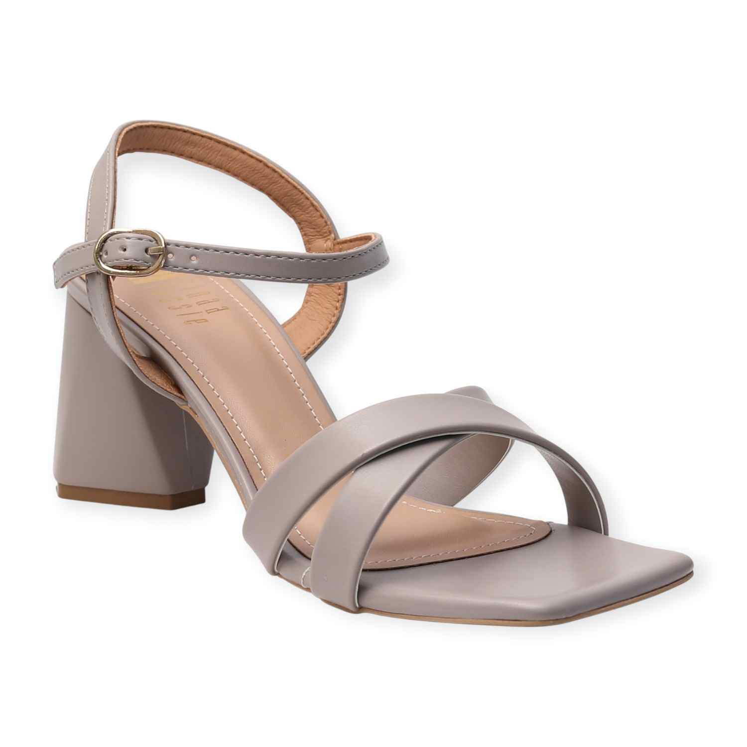 Ninaa Rossie Women’s Stylish Cross-Strap Grey Block Heels