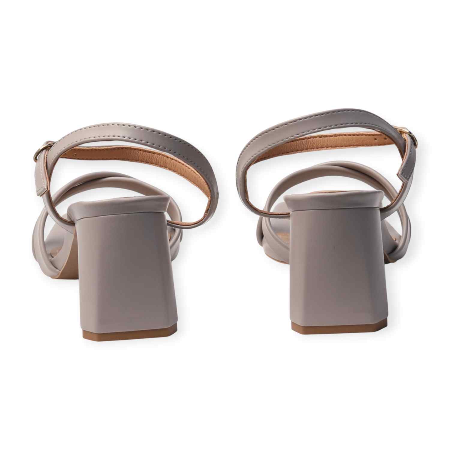 Ninaa Rossie Women’s Stylish Cross-Strap Grey Block Heels