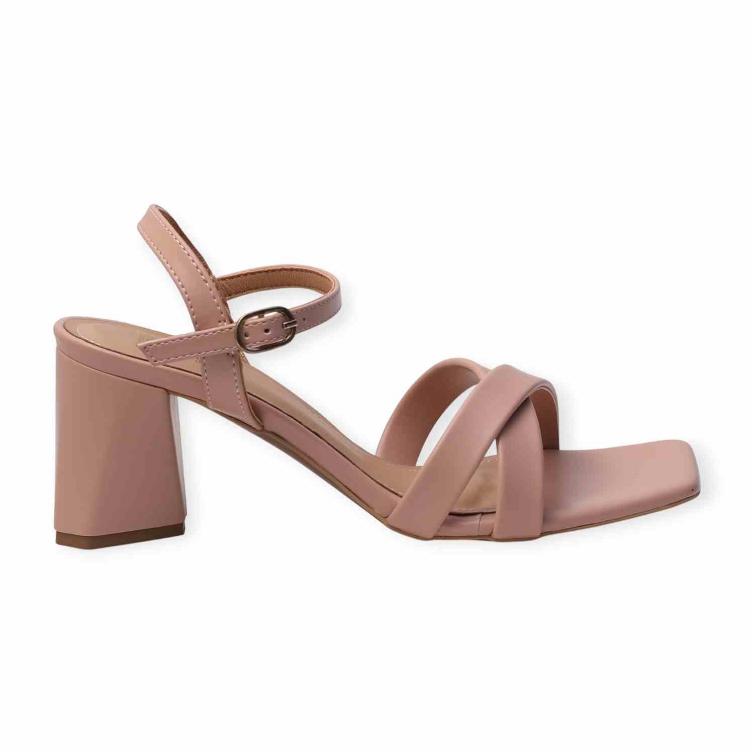 Ninaa Rossie Women’s Stylish Cross-Strap Pink Block Heels