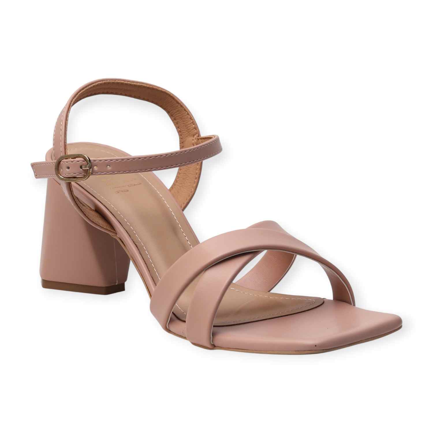 Ninaa Rossie Women’s Stylish Cross-Strap Pink Block Heels