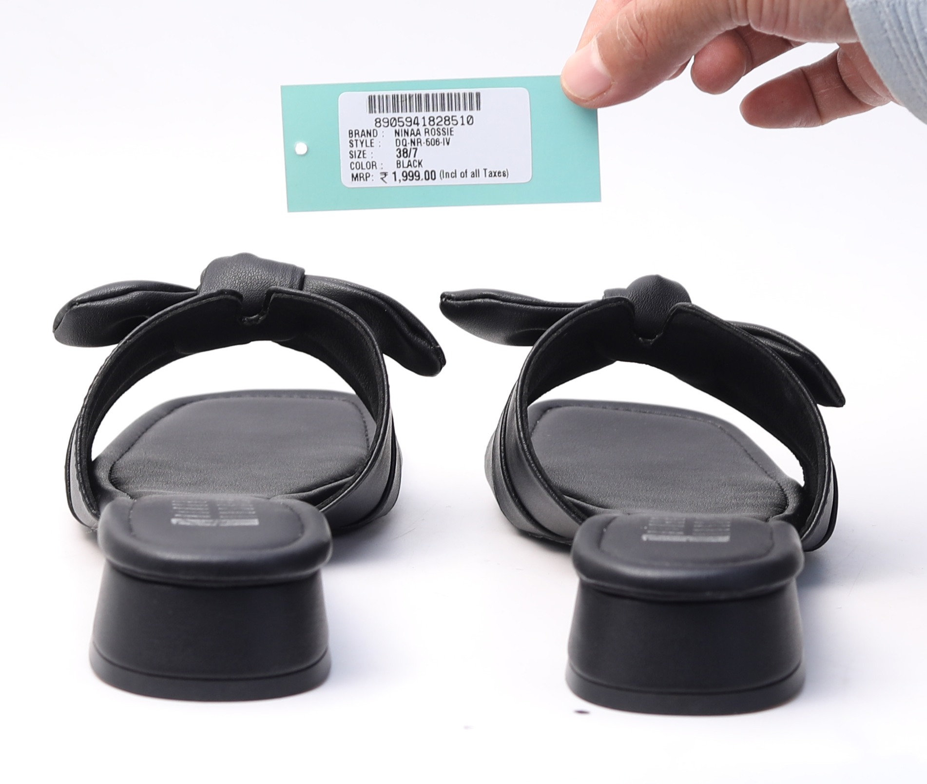 Ninaa Rossie Women’s Bow Knot Black Sandals