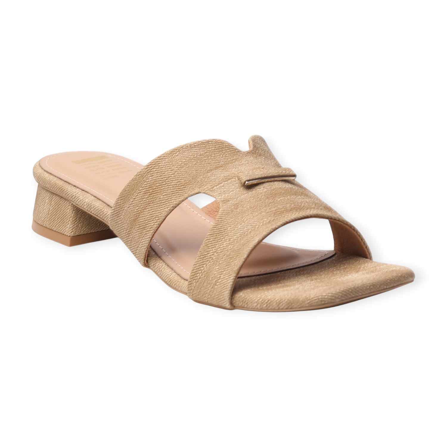 Ninaa Rossie Women’s Textured Beige Slip-On Sandals