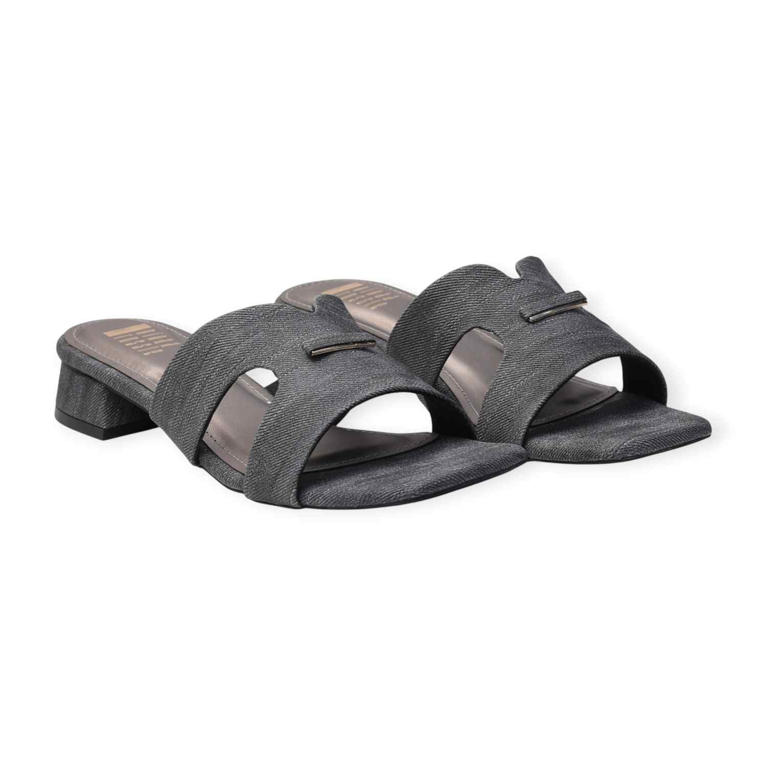 Ninaa Rossie Women’s Black Textured Slip-On Sandals