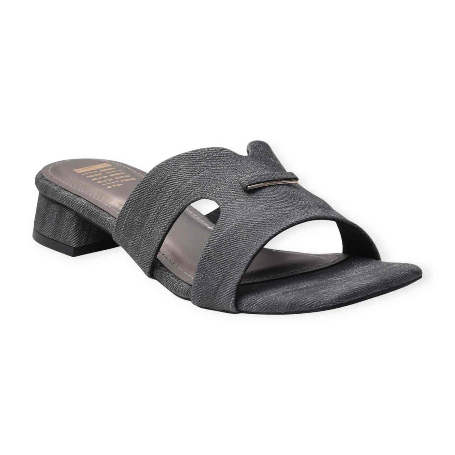 Ninaa Rossie Women’s Black Textured Slip-On Sandals