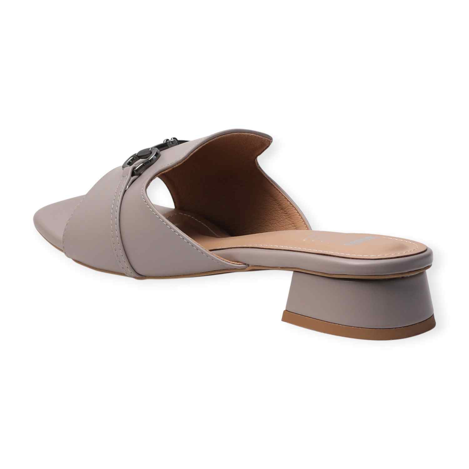 Ninaa Rossie Women’s Metal Accent Grey Slip-On Sandals