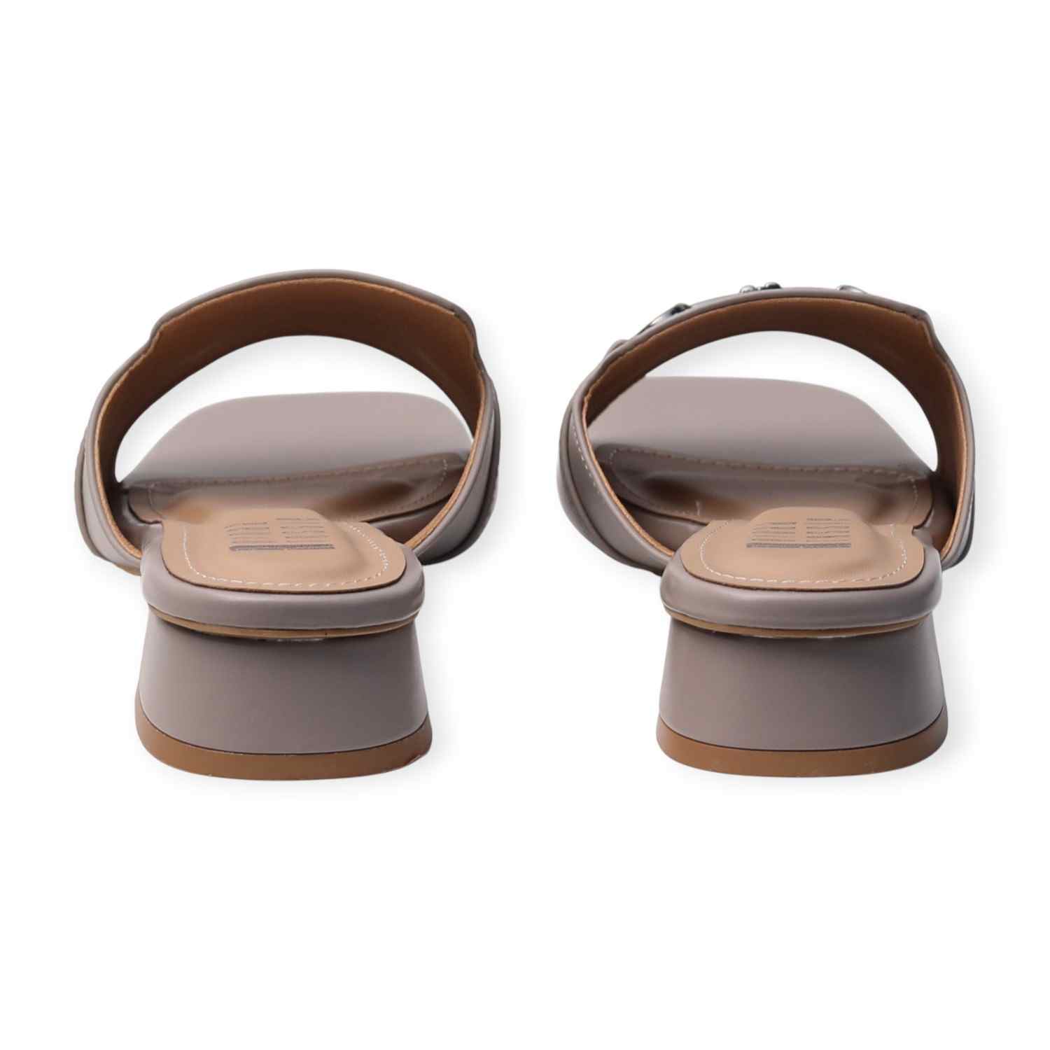 Ninaa Rossie Women’s Metal Accent Grey Slip-On Sandals