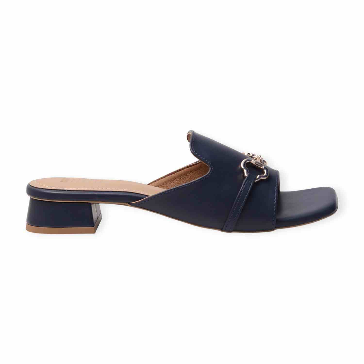 Ninaa Rossie Women’s Metal Accent Navy Slip-On Sandals