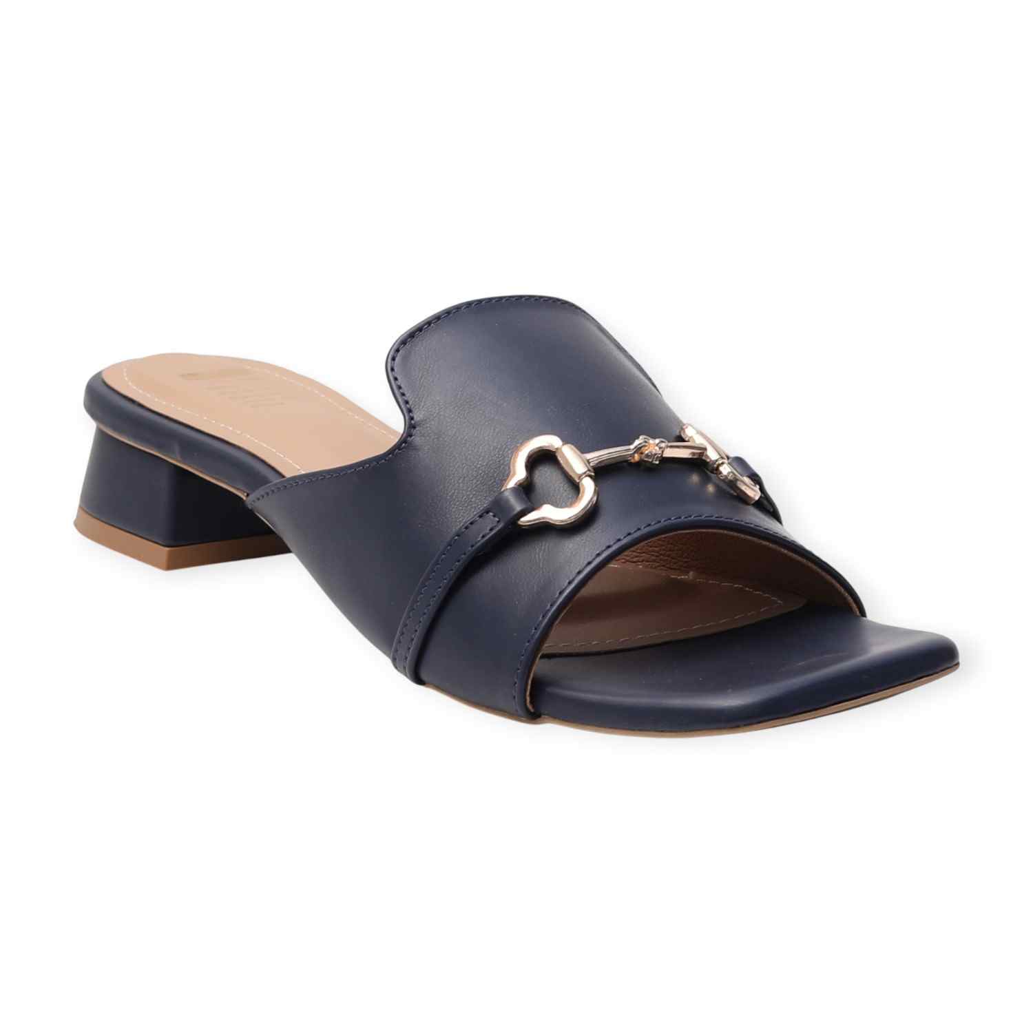 Ninaa Rossie Women’s Metal Accent Navy Slip-On Sandals