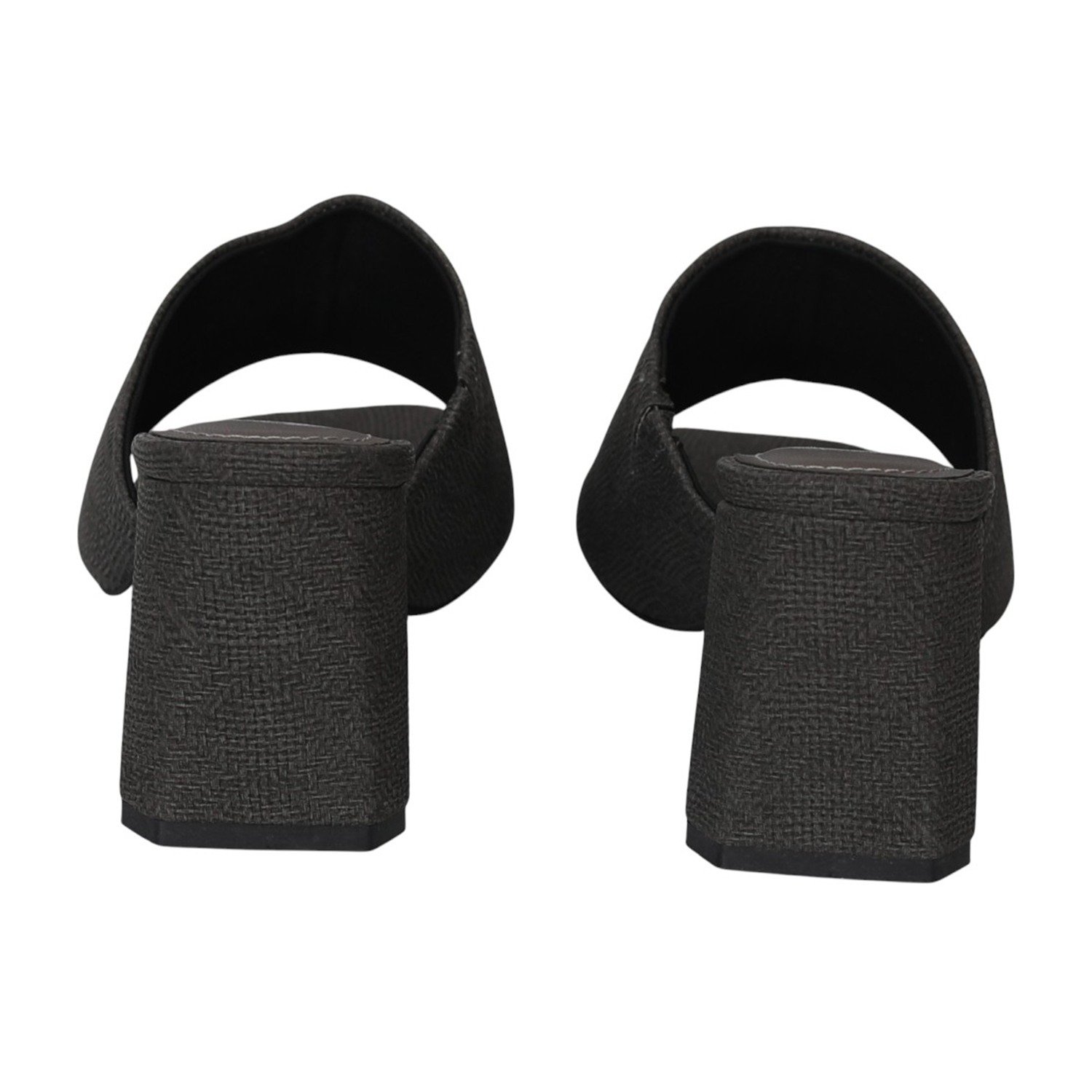 Women Black Textured Block Heel