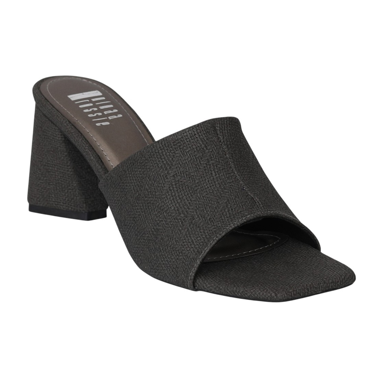 Women Black Textured Block Heel