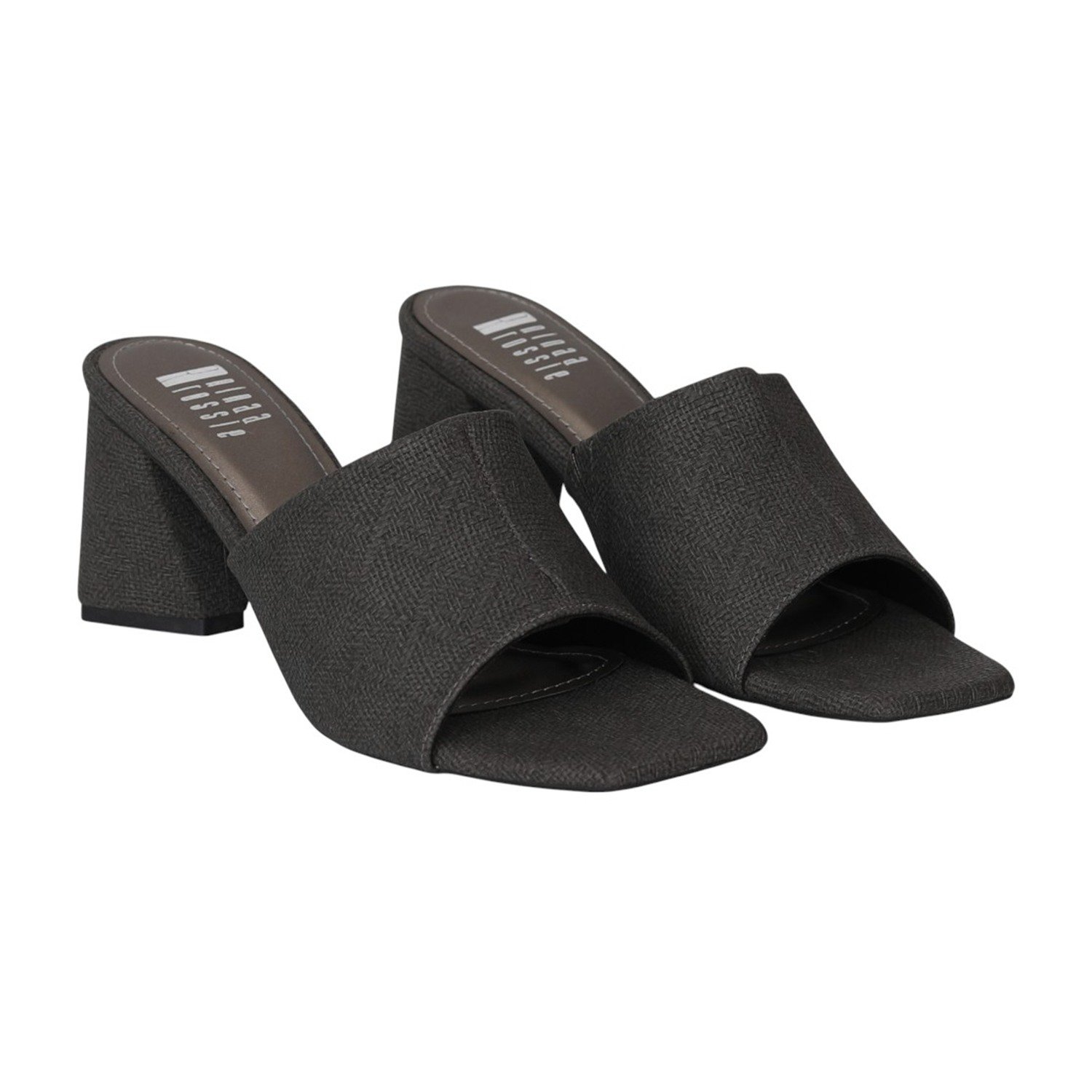Women Black Textured Block Heel