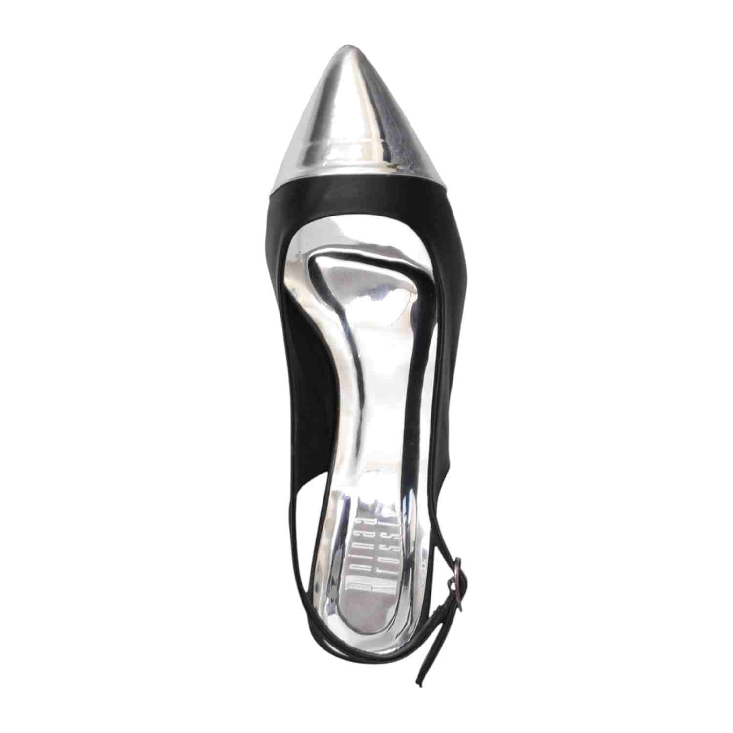 Women Black Metallic Tip Slingback Heels