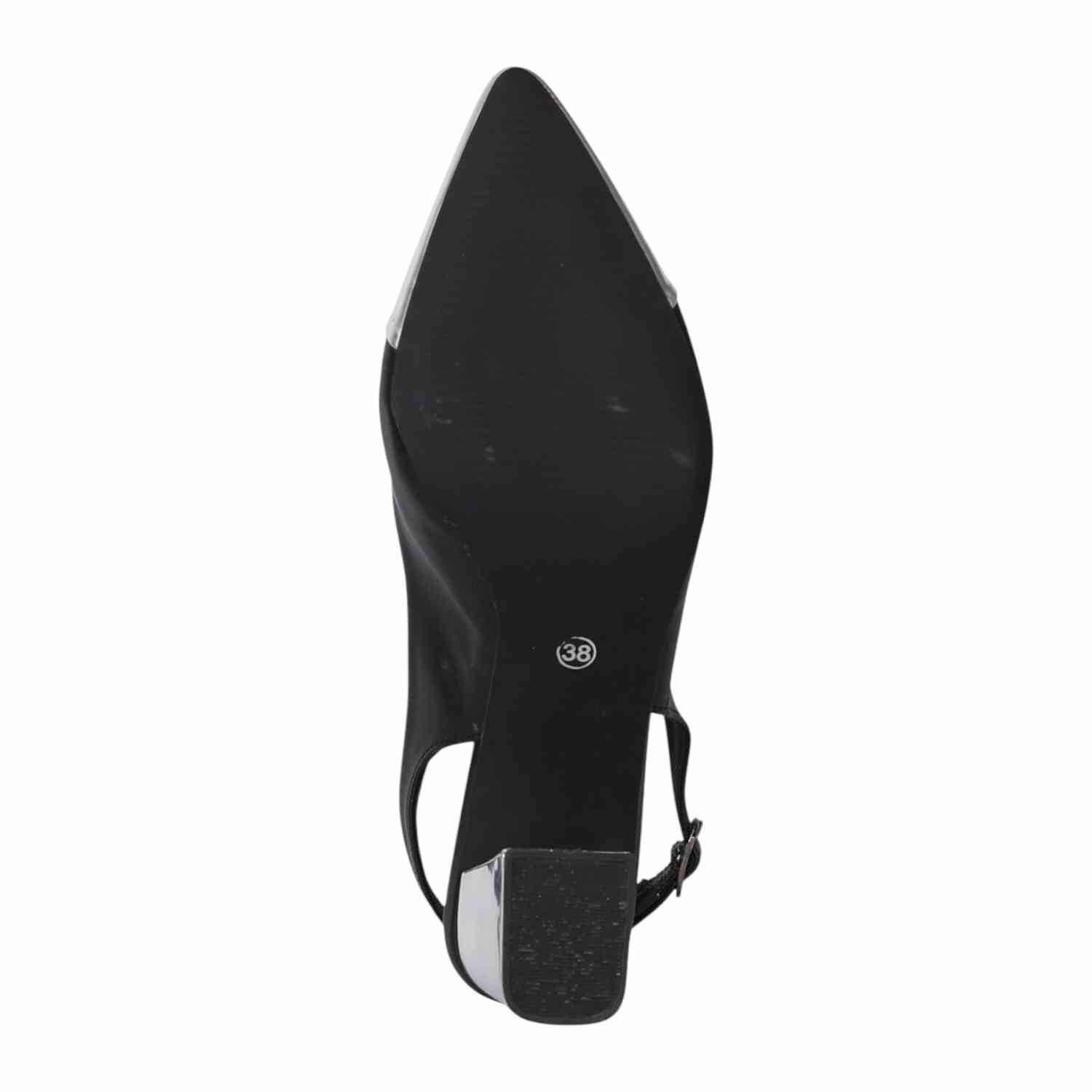 Women Black Metallic Tip Slingback Heels
