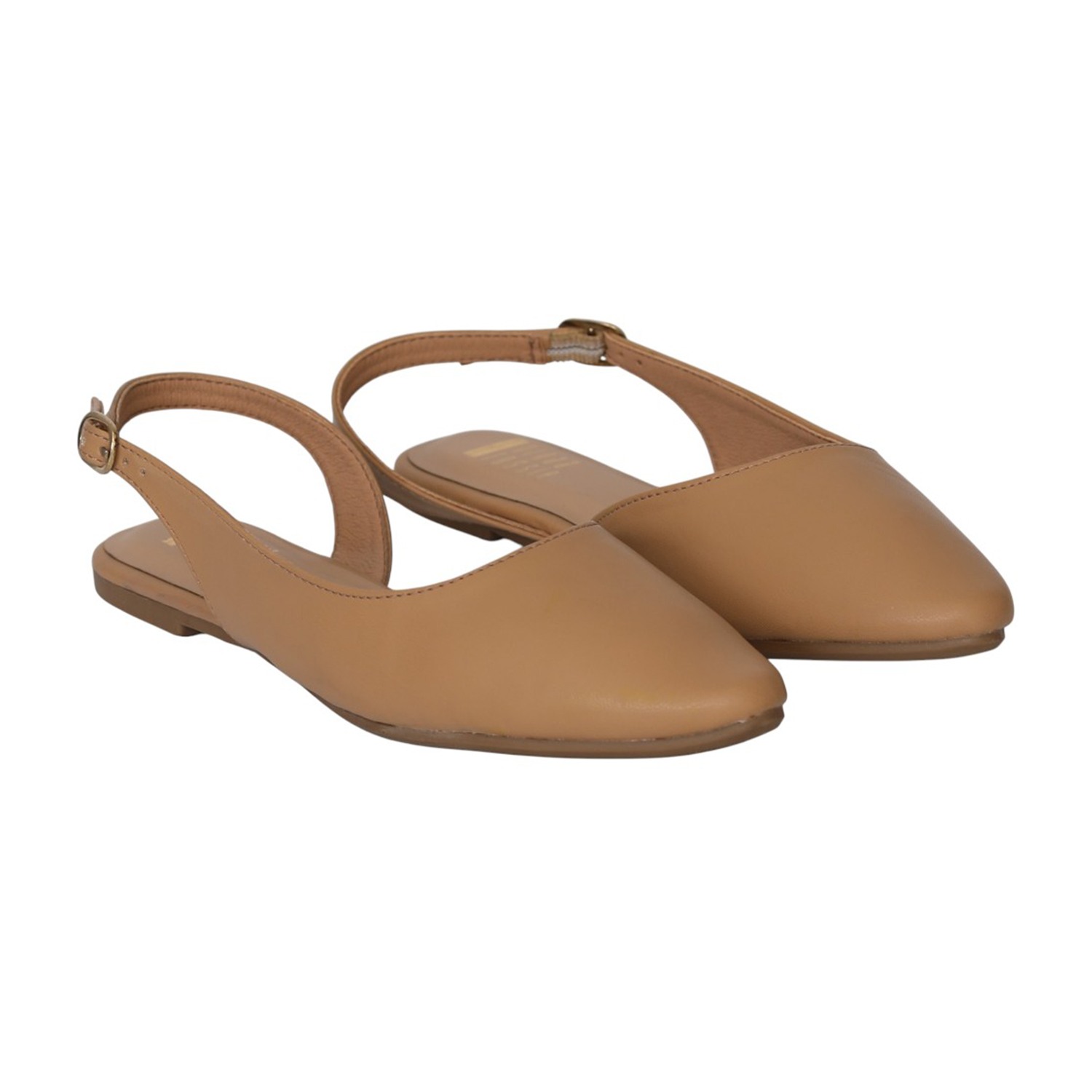 Women Beige Pointed Slingback Flat Shoes