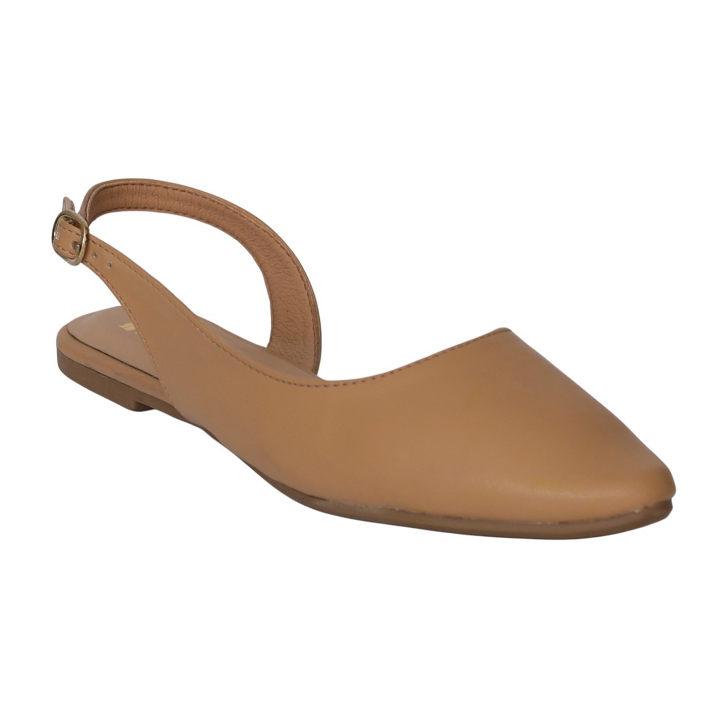 Women Beige Pointed Slingback Flat Shoes