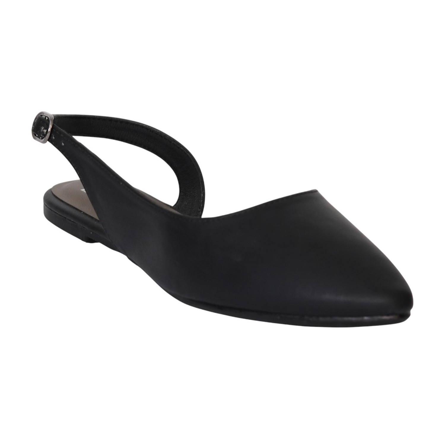 Women Black Pointed Slingback Flat Shoes