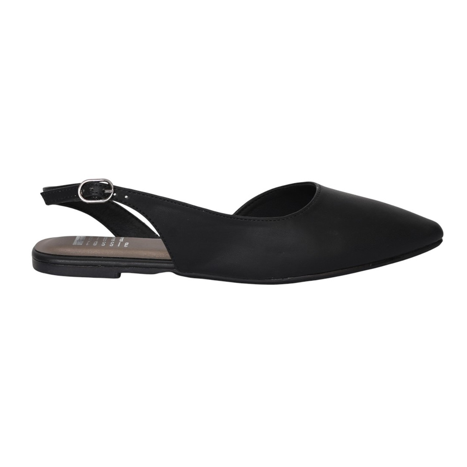 Women Black Pointed Slingback Flat Shoes