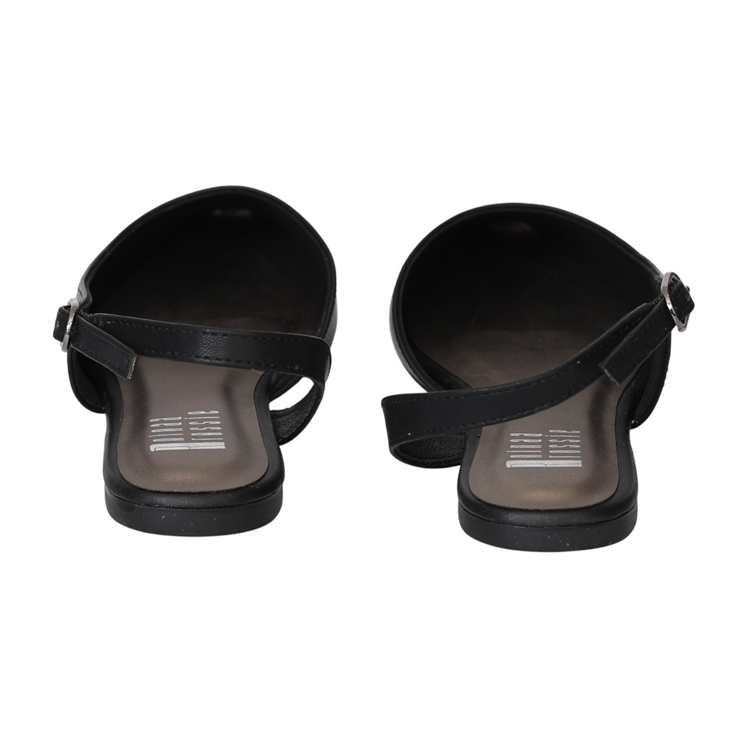 Women Black Pointed Slingback Flat Shoes