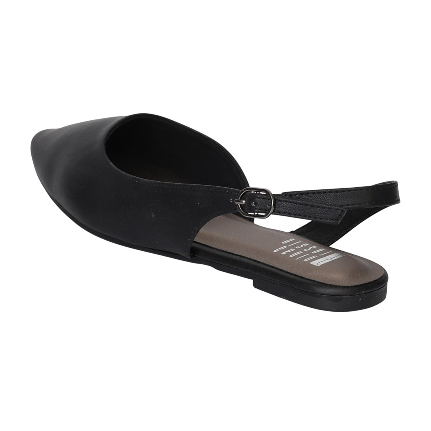 Women Black Pointed Slingback Flat Shoes