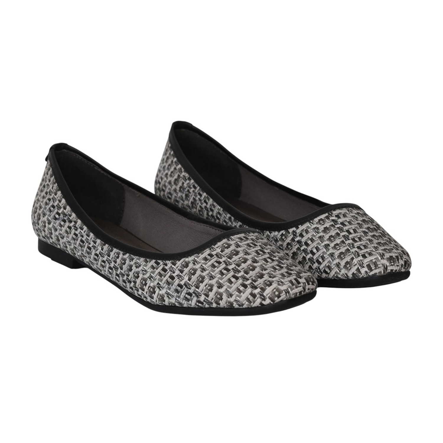 Women Black Woven Ballet Flats