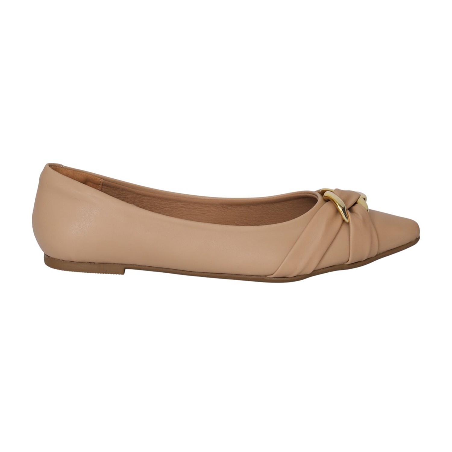 Women Beige Chain Detail Ballet Flats