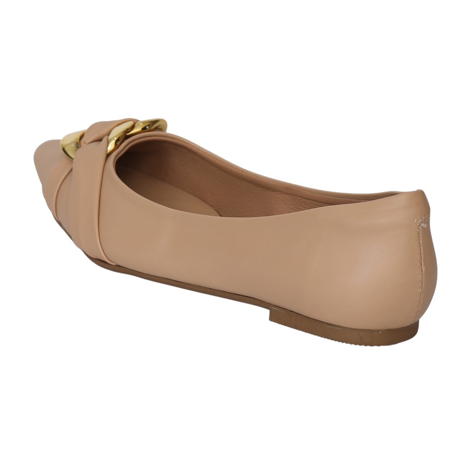 Women Beige Chain Detail Ballet Flats