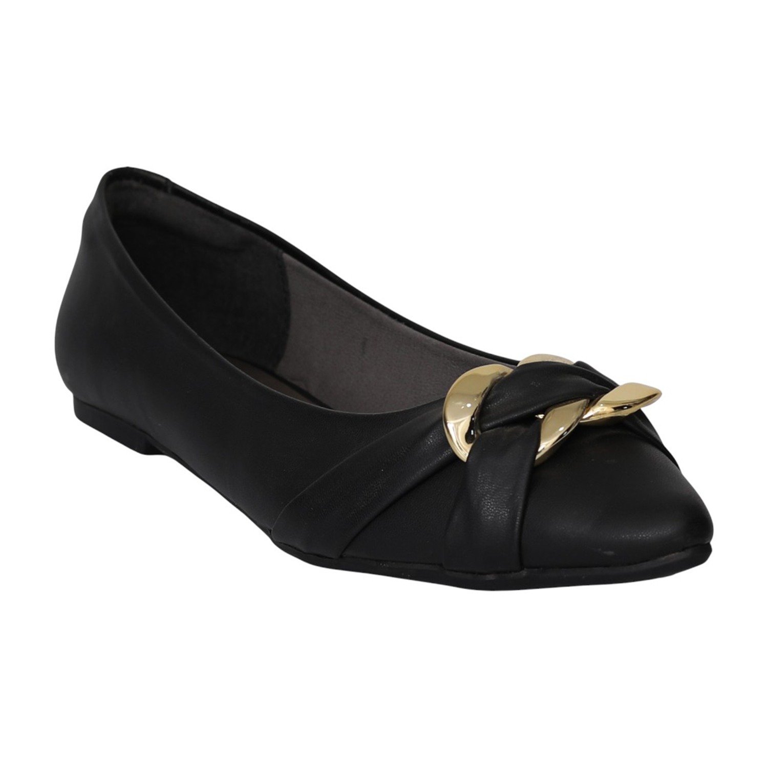 Women Black Chain Detail Ballet Flats
