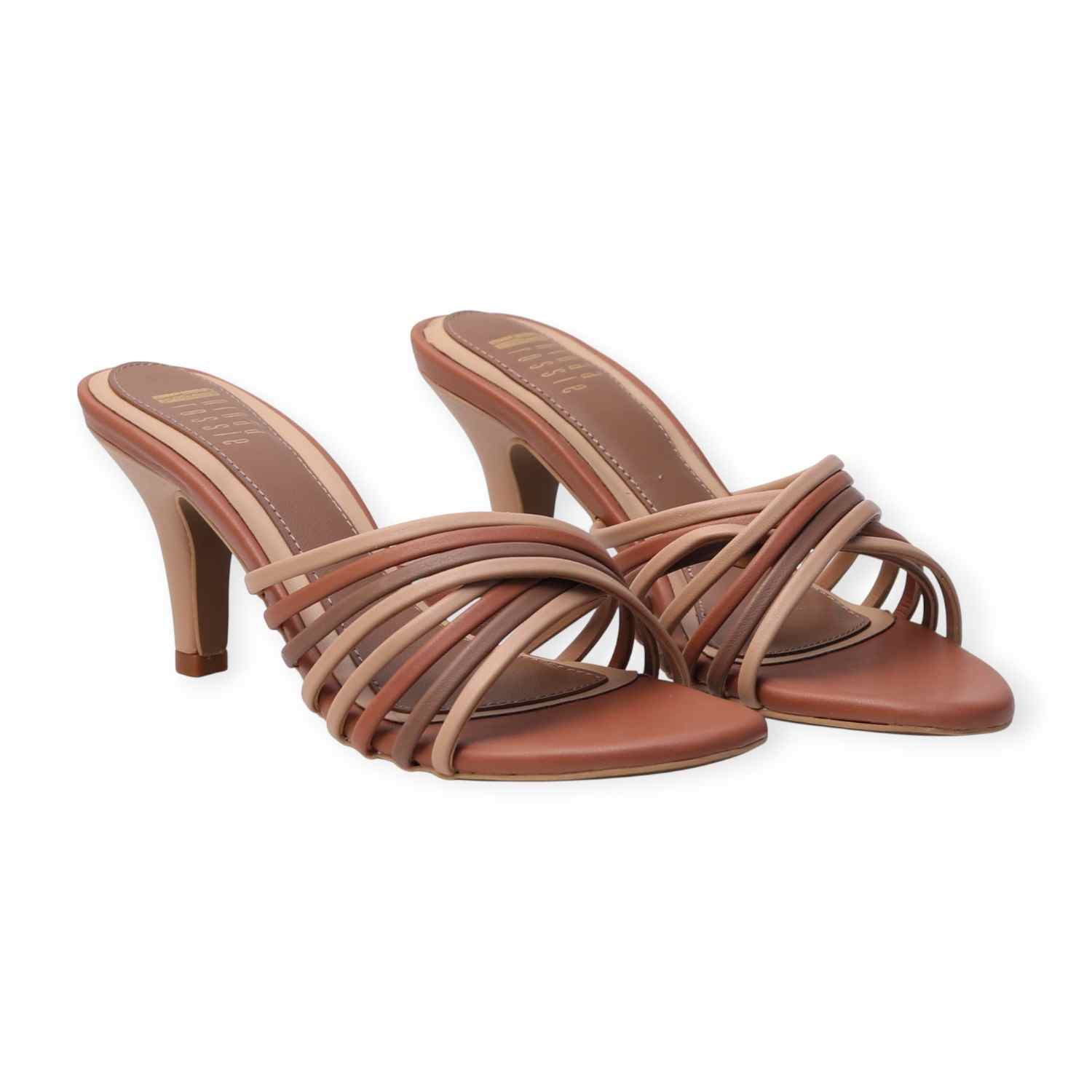 Ninaa Rossie Women’s Beige Multi-Strap Heeled Sandal