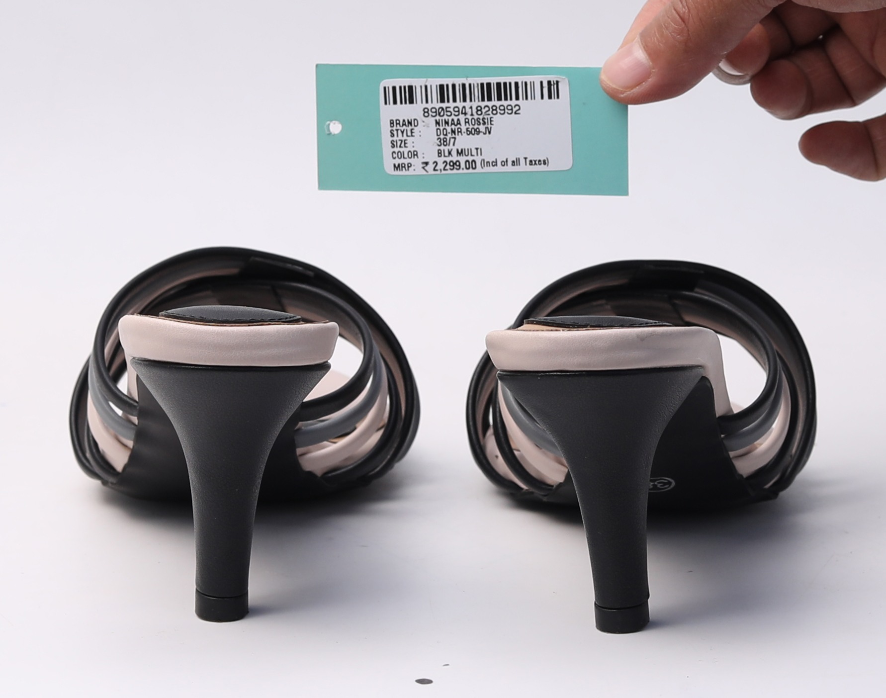 Ninaa Rossie Women’s Black Multi-Strap Heeled Sandal