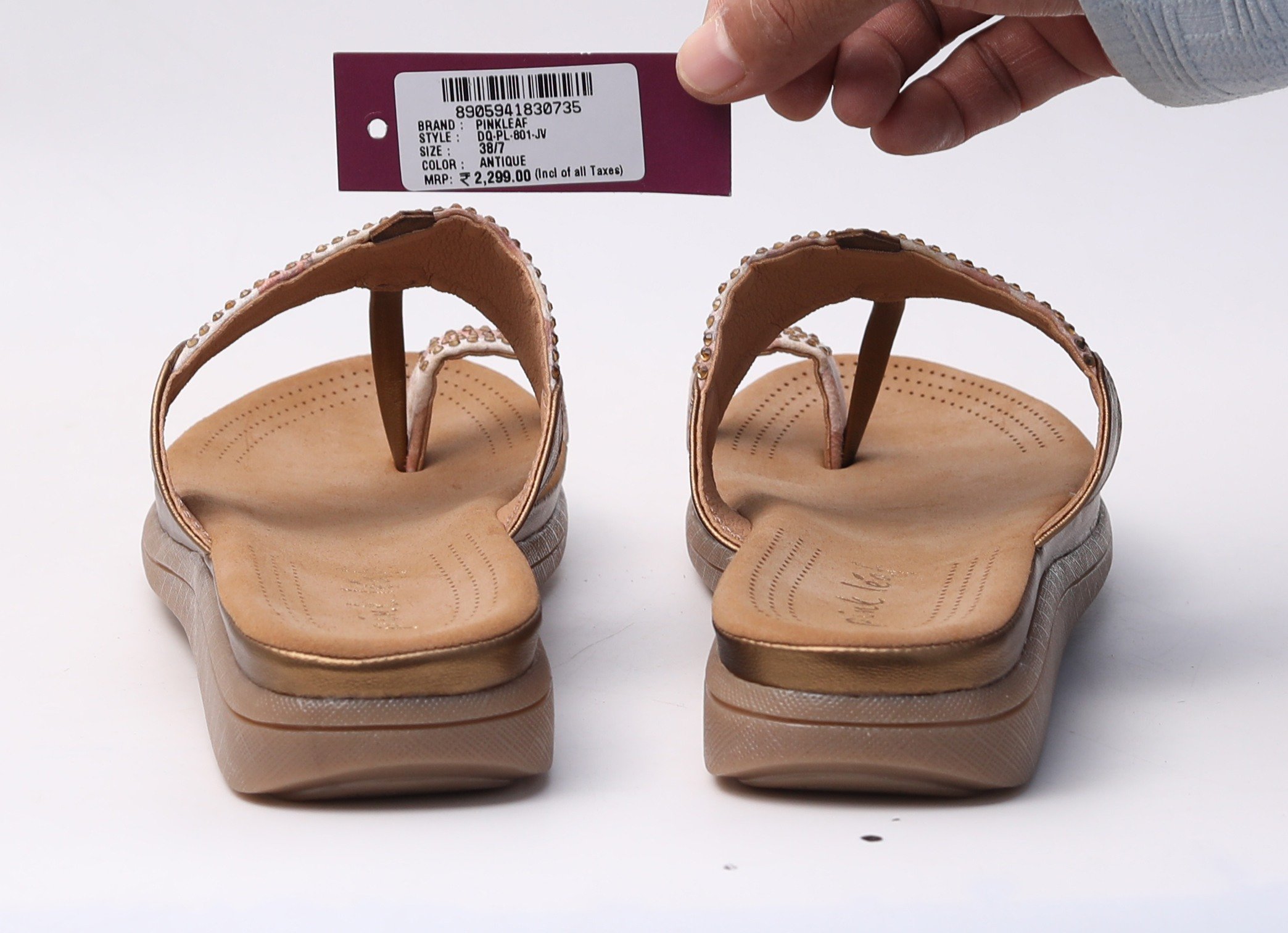 Pinkleaf Women’s Embellished Toe-Ring Sandals