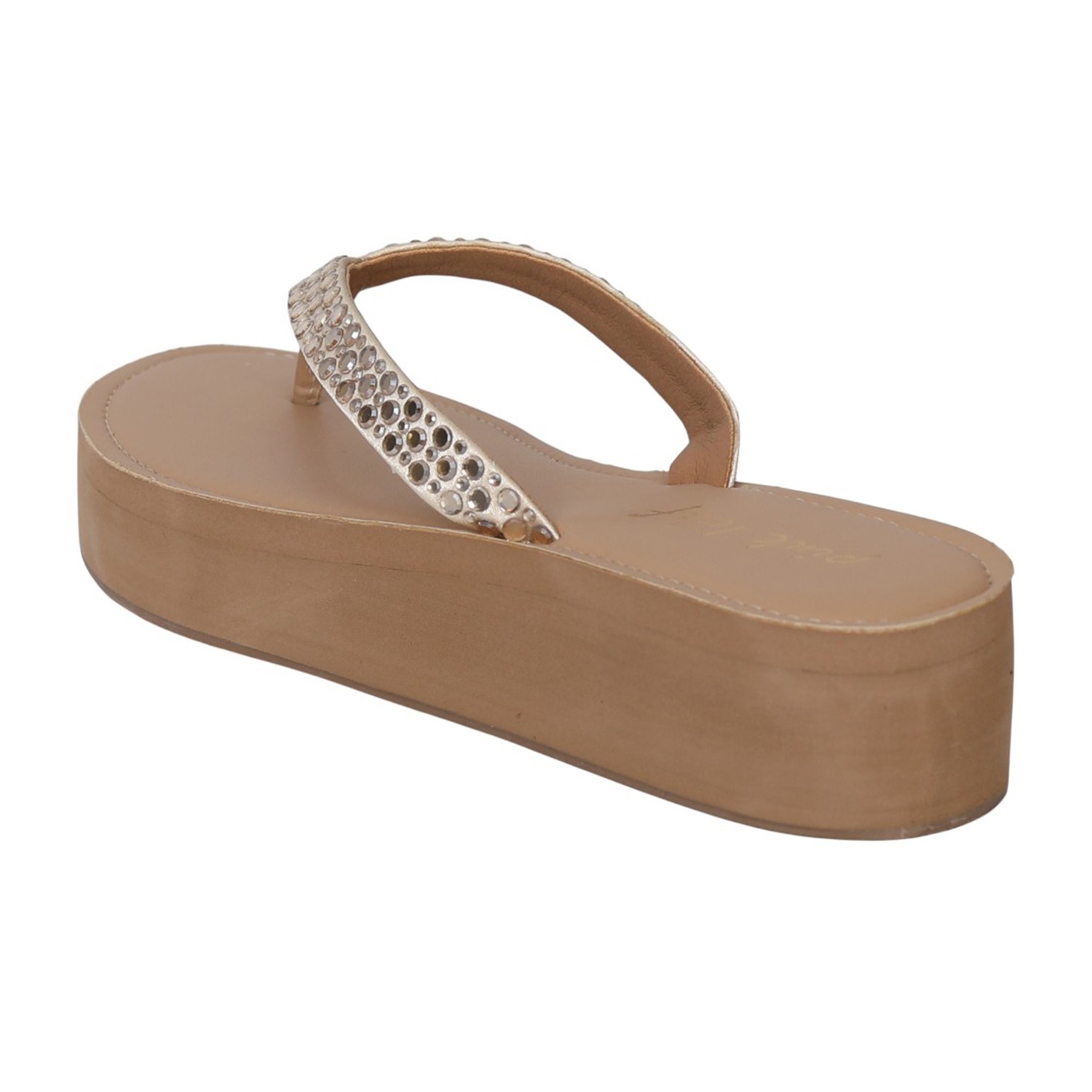 Women Gold Crystal Strap Wedges