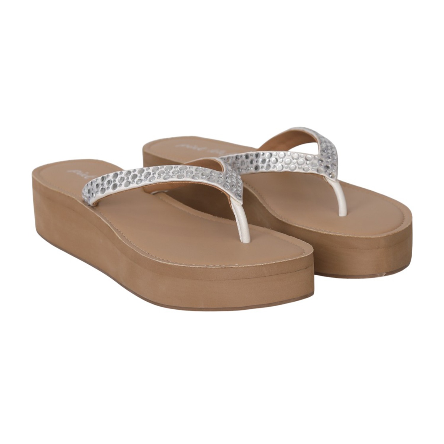 Women Silver Crystal Strap Wedges