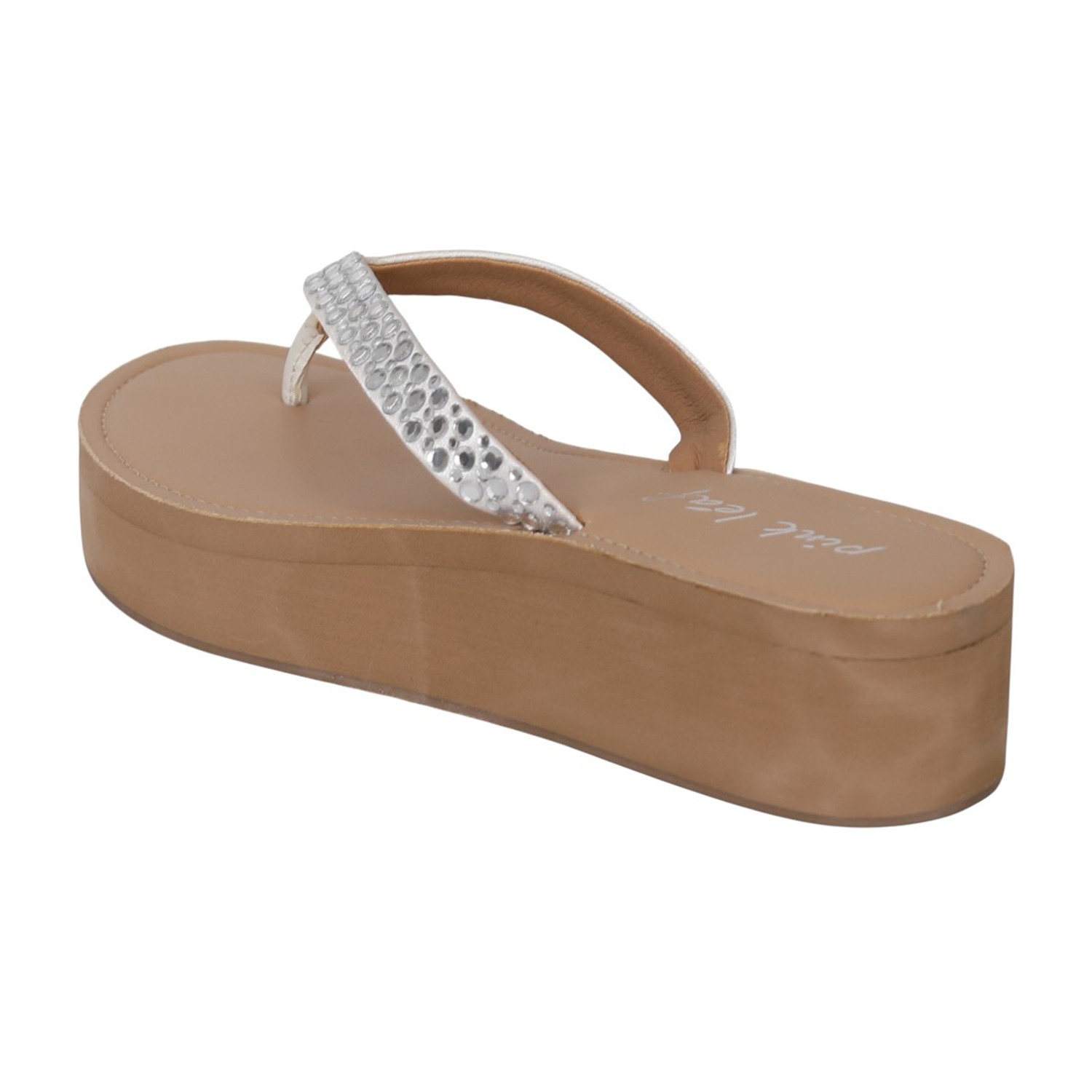 Women Silver Crystal Strap Wedges
