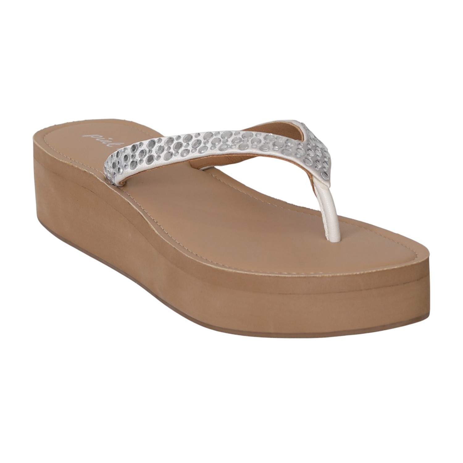 Women Silver Crystal Strap Wedges