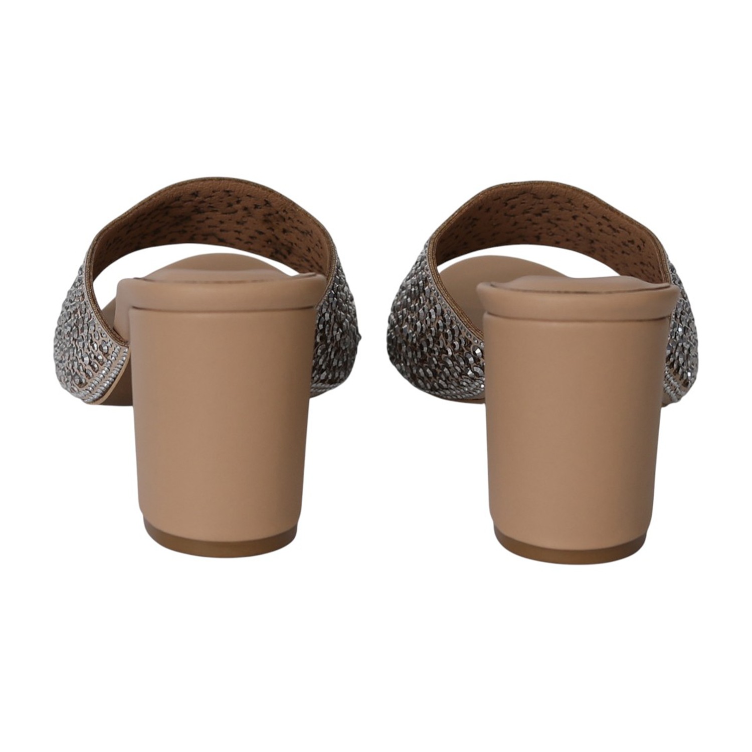 Women Soft Nude Crystal Heels